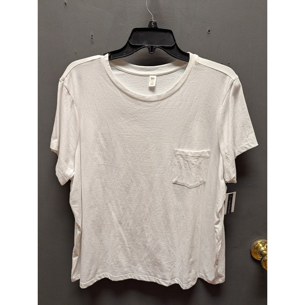 BP. size 1X white simple short sleeve Tee T-shirt Cotton Pocket front