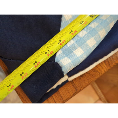 Unfinished Polyester Patchwork Quilt topper Black Blue White Gingham Project
