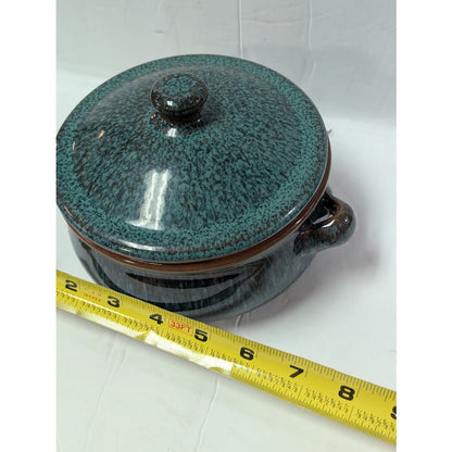Spanish lidded olla Clay pot casserole cooking Covered Teal One or Two Serving