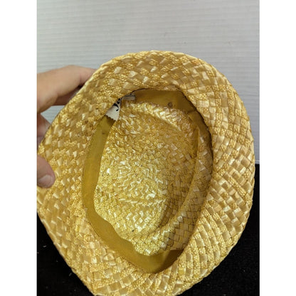 Vintage 50s Jacki Golden Cellulose Straw Bubble Cloche Hat Mod Yellow