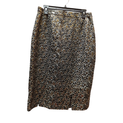 Vintage Sundays Nubiano Leopard Brocade Skirt Set Jacket Faux Fur Trim Glam 12
