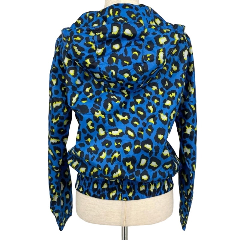 Say What?  Blue Yellow Leopard Jacket windbreaker Small Travel Packable NEW