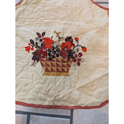 Vintage Quilted Fruit Basket Embroidered Kitchen Apron