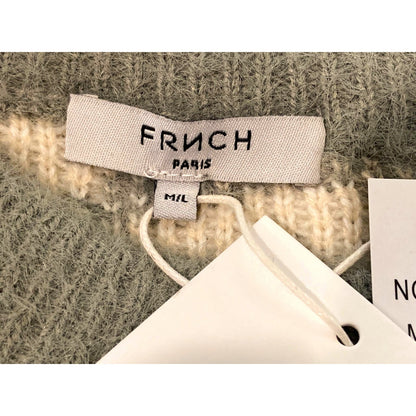 Frnch Paris Fuzzy Pullover Crew Sweater Sz M/L Medium Large in Pink/Grey NWT