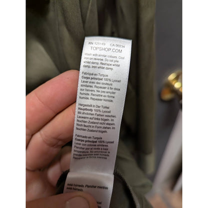 Topshop Size 6 Small Womens button up shirt dress MISSING BELT khaki