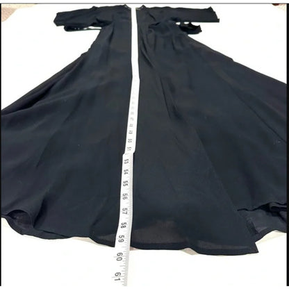Reformation Winslow Black Wrap Maxi Dress XS NEW Sheer Flowy butterfly Sleeve