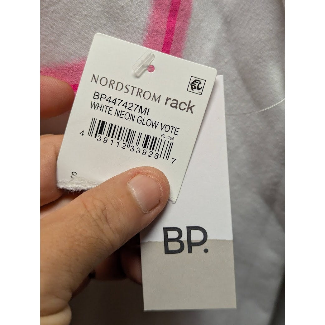 BP. White Glow Neon Sweatshirt long sleeve VOTE Size Small Graphic crew neck NEW