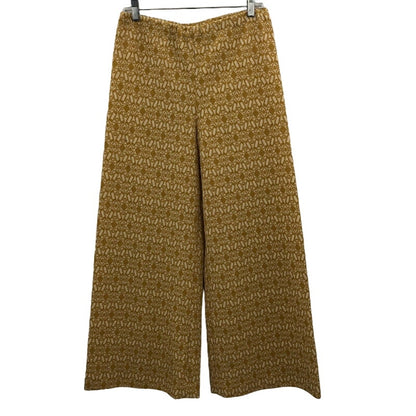 Vintage poly wide bell bottom leg pants elastic waist textured fabric MCM M/L