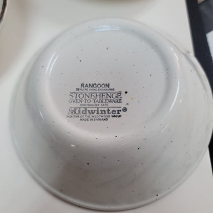 Rangoon Stonehenge Midwinter MCM service for FOUR plate bowl saucer cup bread