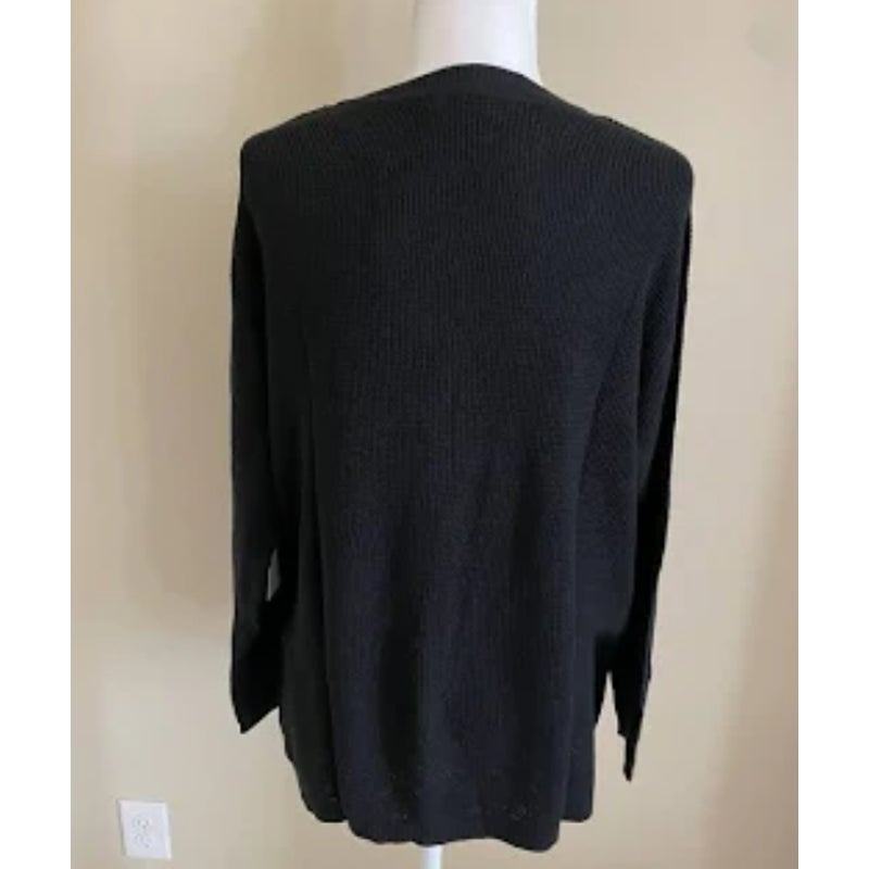 1. STATE Waffle Knit Button Side detail  Sweater Black Casual Long Sleeve XS