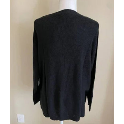 1. STATE Waffle Knit Button Side detail  Sweater Black Casual Long Sleeve XS