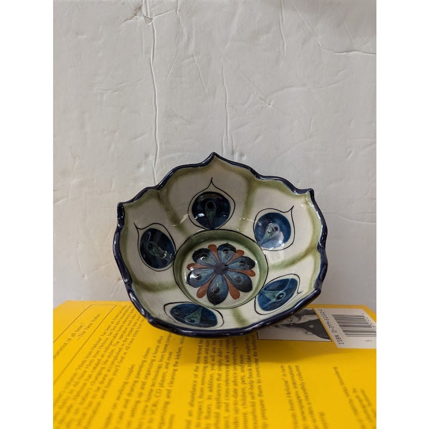 Lotus Palopo Salsa serving Bowl hand painted Guate Mayanke