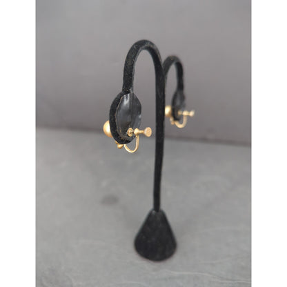 Vintage Faux Pearl Rhinestone Screw Back Earrings Gold Tone Retro Glam
