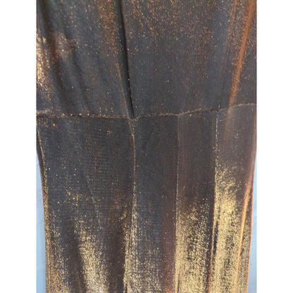 Molly Malloy Evening Petites Bronze Metallic Shimmer Cap Sleeve Midi Dress Small