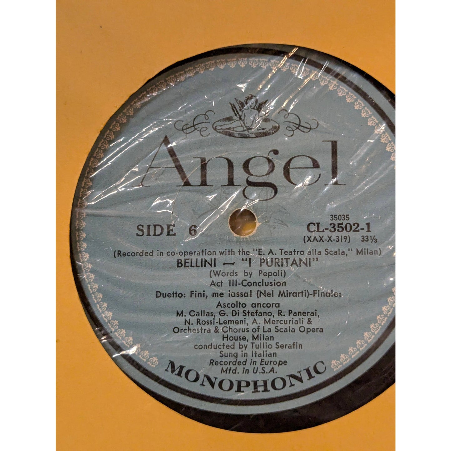 Vintage Bellini I Puritani Callas Di Stefano Angel CL-3502 Mono 3-LP Box Set