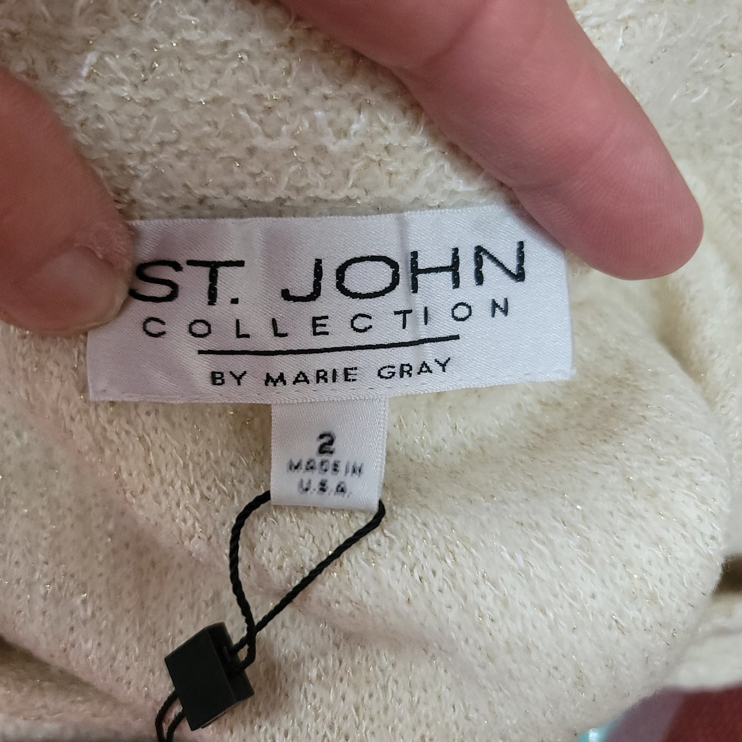 St John NEW Skirt Tweed Racking Stitch Cream Small Double Slit Career Separate