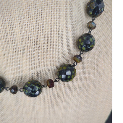 Vintage Large Swirl Bead Statement Necklace 1980s Retro Fashion Jewelry Choker