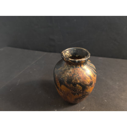 Vintage 3.6" Marbled Studio Pottery Miniature Vase Swirl Art Ceramic