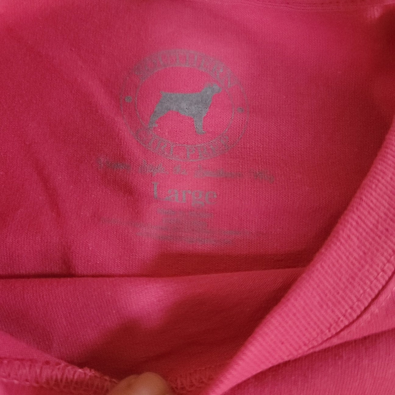Southern Girl Prep NEW Long Sleeve T-Shirt Cotton LARGE PINK dog southern preppy