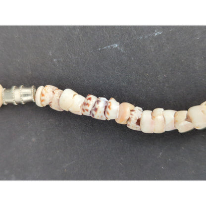 Vintage Natural White Puka Shell Disc Bead Necklace Boho Surfer Chic Beachy