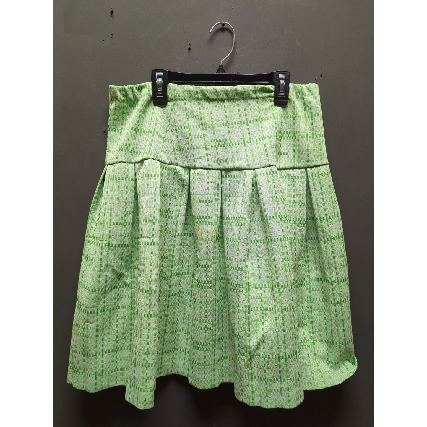 Vintage Polyester Knit 2 pc. pleated skirt blouse Set Green Size Medium