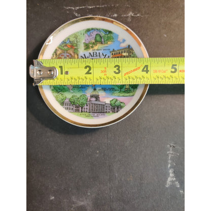 Vintage Souvenir Ceramic Collector Plate Alabama State Landmarks Gold Trim