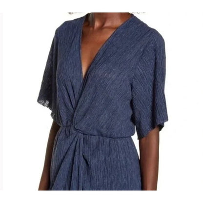 All in Favor Dolman Plisse Midi Dress lightweight XS/Extra Small Navy Peacoat