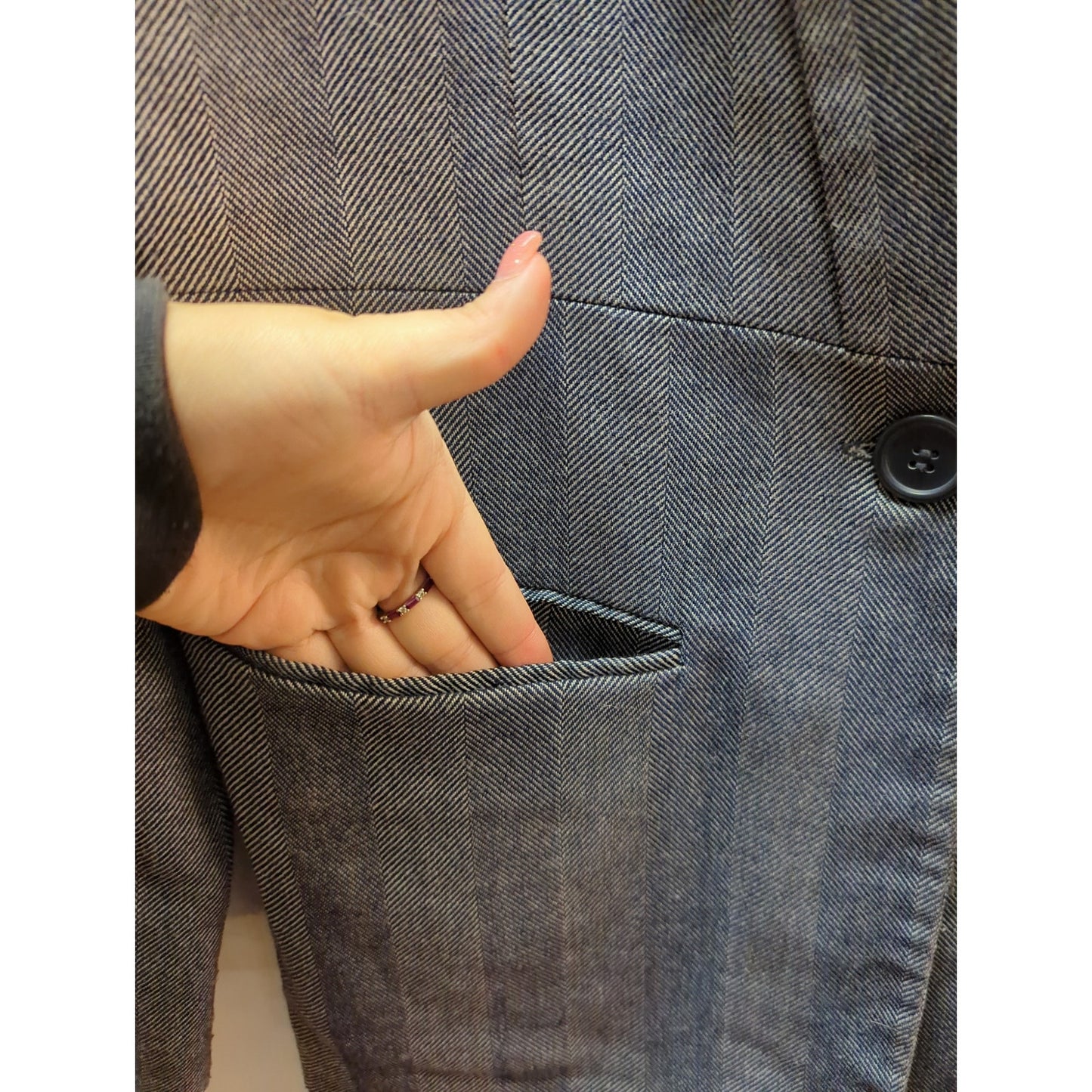 Passports Women's Grey Twill Blazer Large Classic Career Wear Pockets