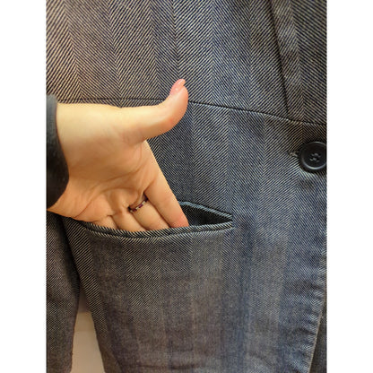 Passports Women's Grey Twill Blazer Large Classic Career Wear Pockets