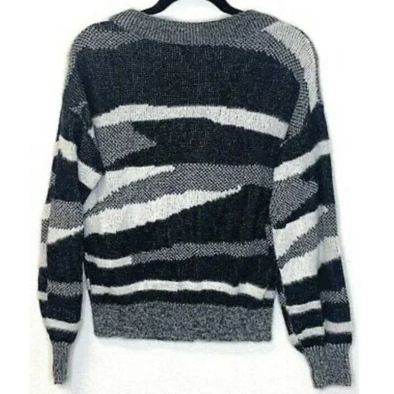 Leith Soft Fuzzy Button Cardigan Sweater Sz XL/Extra Large in Black Zebra NWT