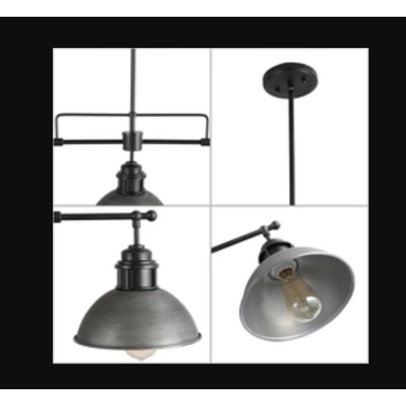 LNC Abspinim 3-Light 36-in Gary Industrial Linear Kitchen Island Light NEW