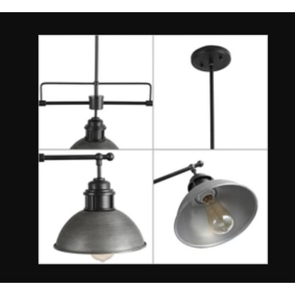 LNC Abspinim 3-Light 36-in Gary Industrial Linear Kitchen Island Light NEW
