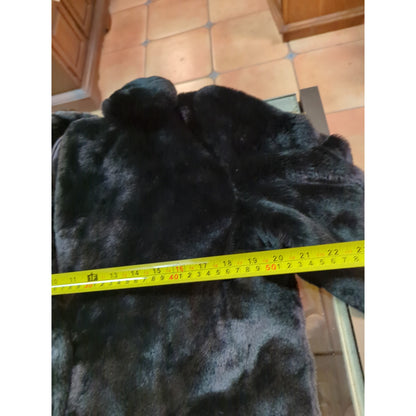 Time and Tru Cozy Size Medium 8-10 Black Faux Fur Long Winter Coat Luxe Glam