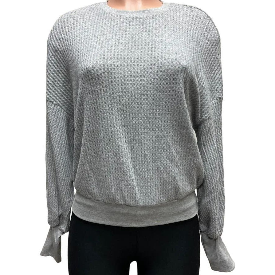 PST Project Social T Waffle Knit Thermal Top XL/Extra Large in Heather Gray NWT