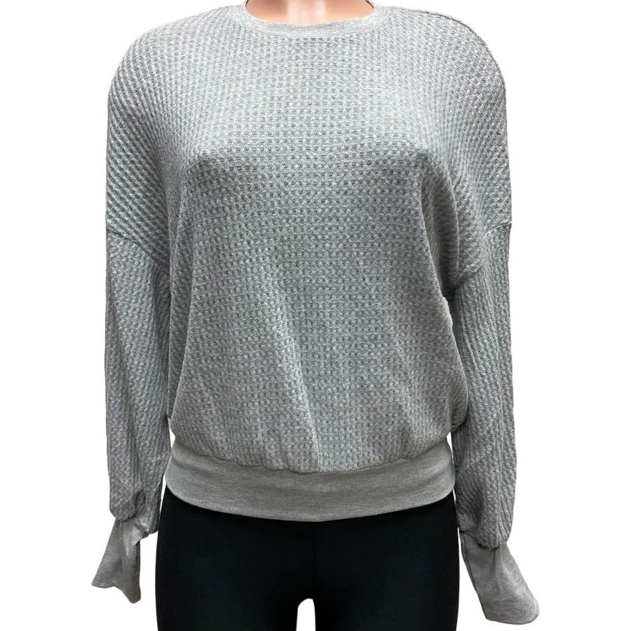 PST Project Social T Waffle Knit Thermal Top XL/Extra Large in Heather Gray NWT
