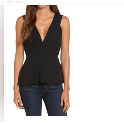 Chelsea 28 V Neck Seamed Tank bLACK XXS plunge Silver Zipper Sleeveless NEW