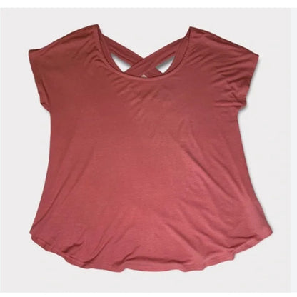 Bobeau EXTRA SMALL Cross Back Short Sleeve Slub T-shirt In Rose CASUAL NWT
