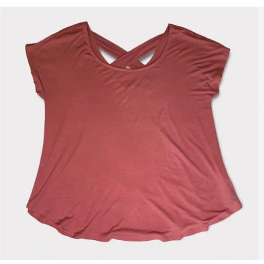 Bobeau EXTRA SMALL Cross Back Short Sleeve Slub T-shirt In Rose CASUAL NWT