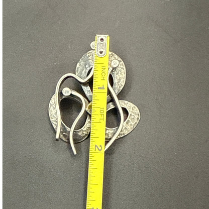 Brutalist Moderne Silver Pendant Hammered Abstract Open Center