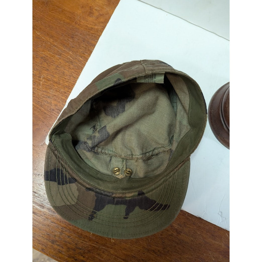 VINTAGE Sargeant US. Army Patrol Military small Combat Camoflage full fabric Cap