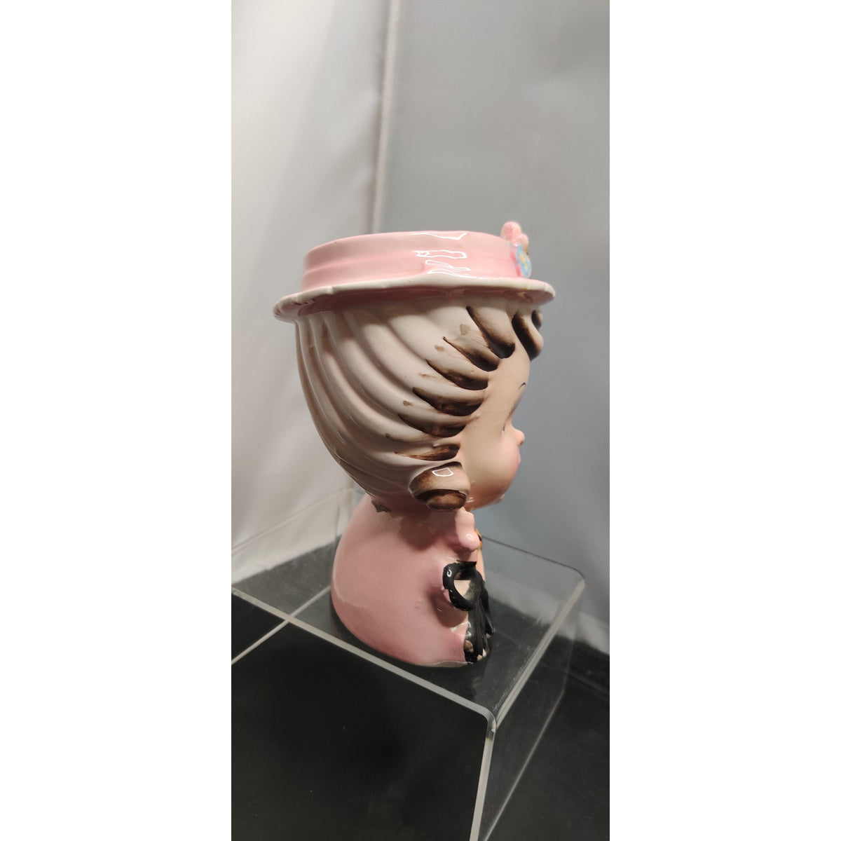 MCM Kitsch Lady Headvase Planter Pink Floral Japan Retro Ceramic Decor Vase Rare