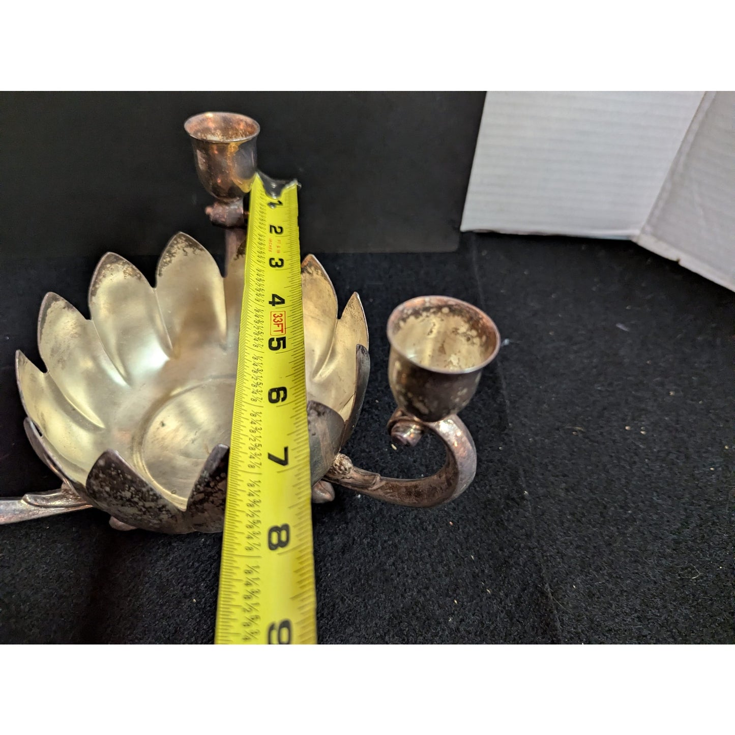 Vintage Leonard Silver Plate Lotus Flower Candelabra Centerpiece Bowl