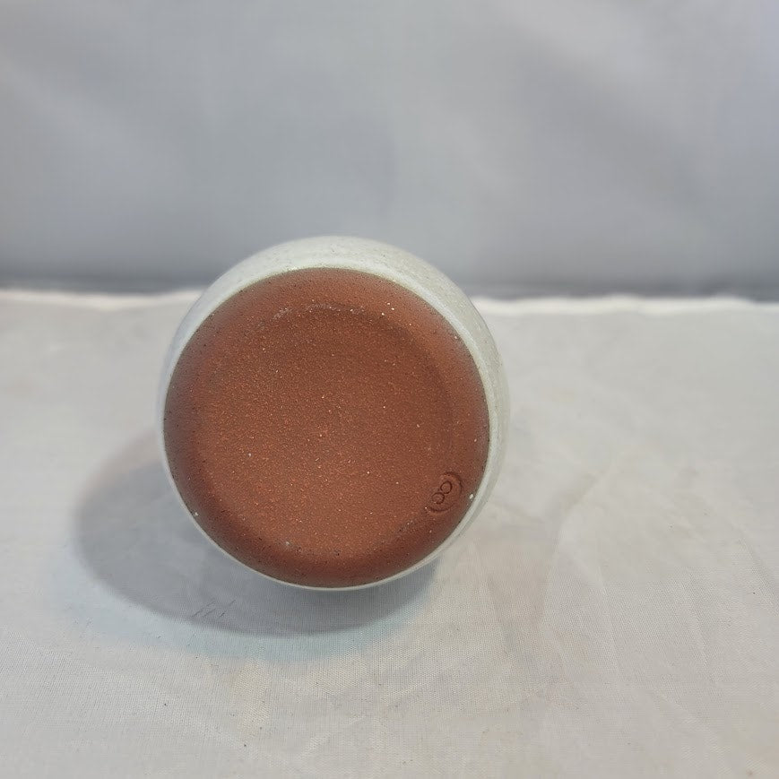 Studio Art Pottery Redware Pinched Pitcher Vase Pinch Pot Marked CC Blue Tan