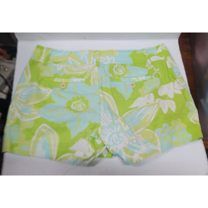 LILLY PULITZER Jubilee 50th Anniversary Shorts Green Blue Floral Size 6