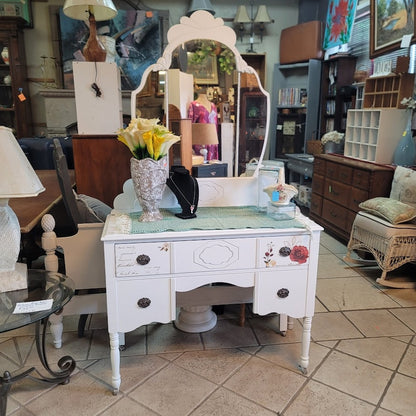 Secondhand Sandies: Vintage GIRLY GIRL Vanity with Mirror SINGLE DRAWER