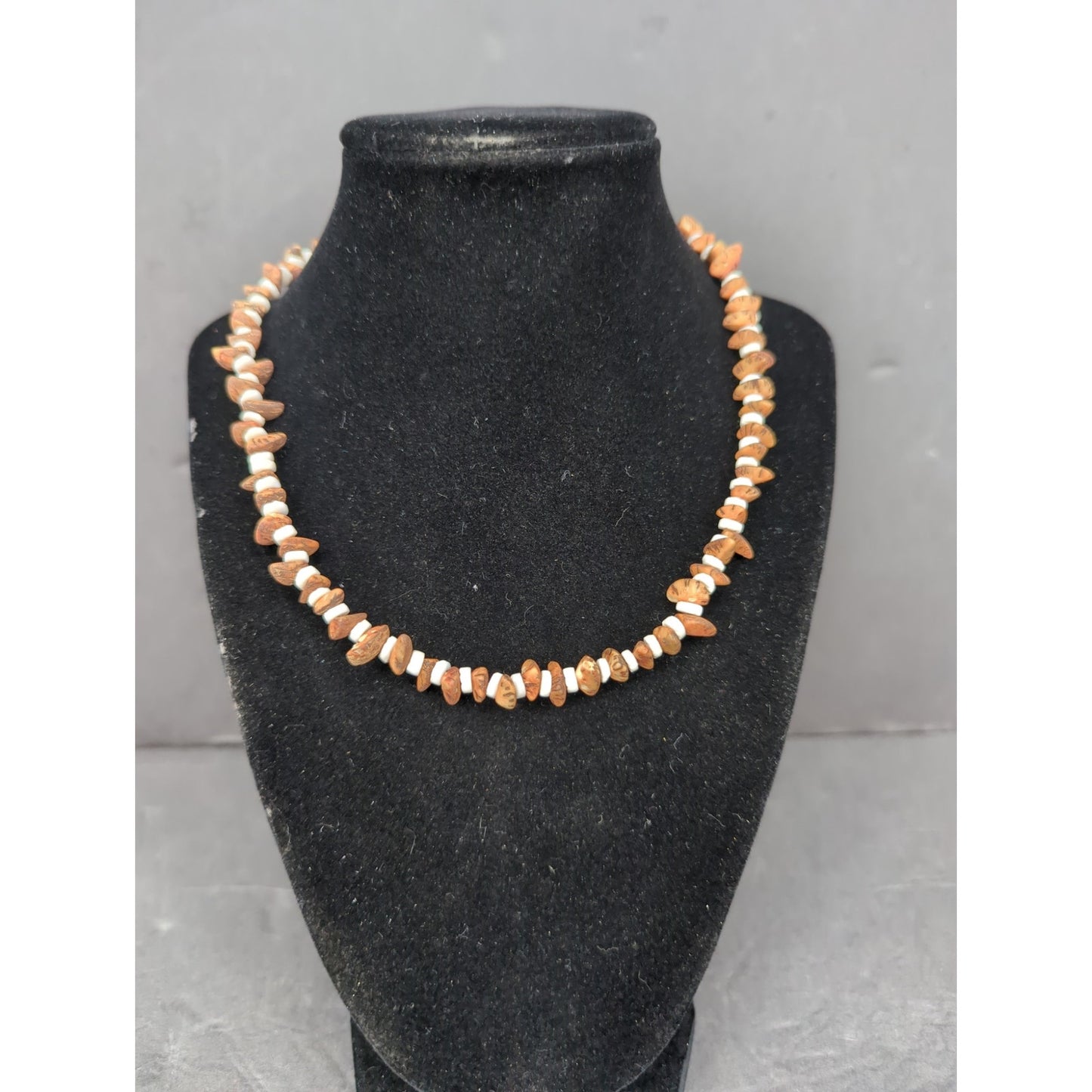 Vintage Goldstone Sunstone Chip Bead Necklace White Tube Spacer Beachy Boho
