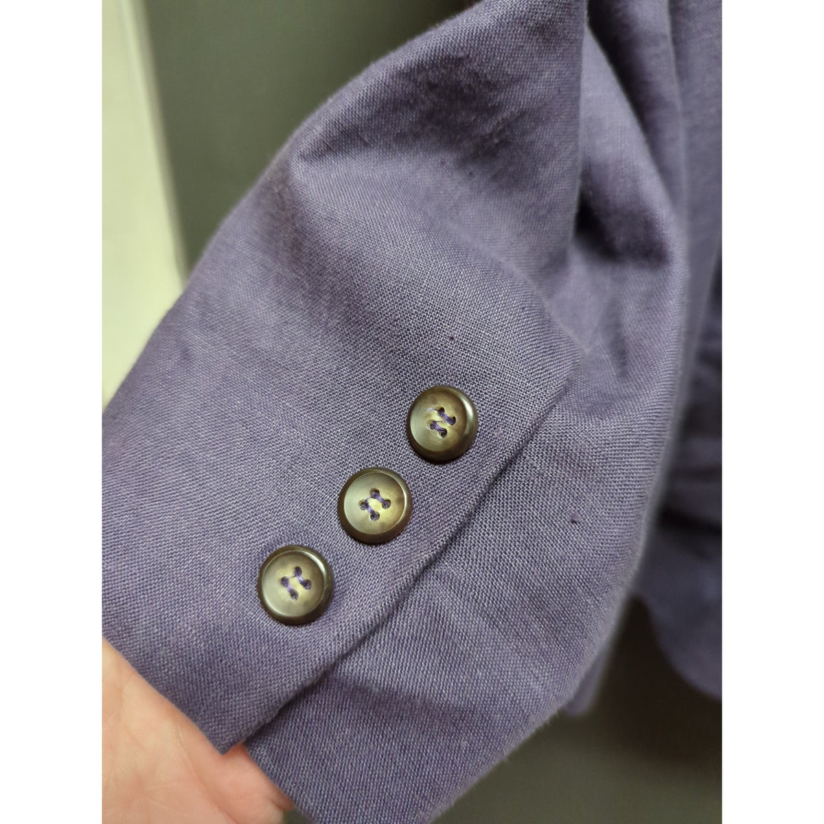 Liz Claiborne Petite 6 Purple Linen Longline Blazer Coat Light Academia Minimal