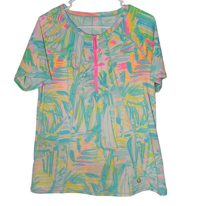 Lilly Pulitzer Rashguard short sleeve Luxletic Large PreOwn Short Sleeve 1/4 Zip
