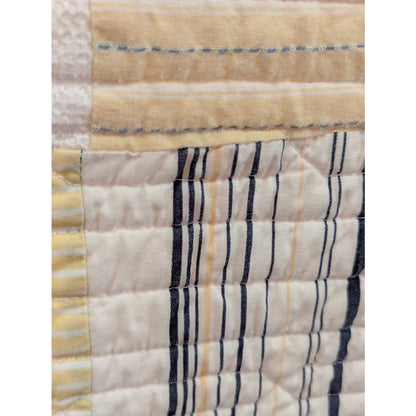 Nautica Galewood Yellow Blue Stripe quilted bedspread blanket King Cotton