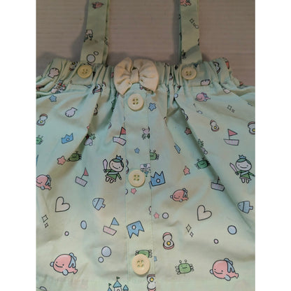 Vintage Novelty Baby Print Overall Dress Green 12 Months